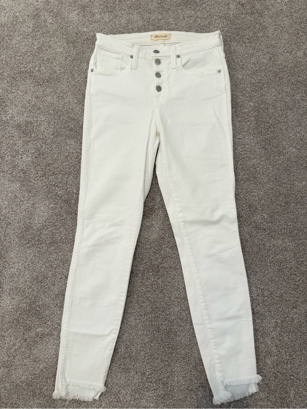 Madewell White High-Rise Skinny Jeans with Button Fly